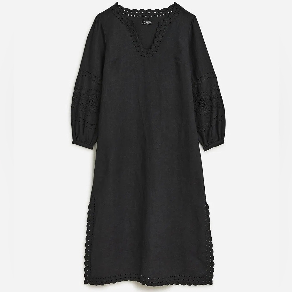 EUC J.Crew Bungalow embroidered dress in linen